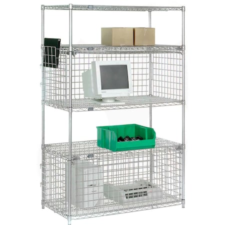 Nexel Chrome, Wire Shelving Unit, 1 Enclosure, 36W x 18D x 74H S1SE1836